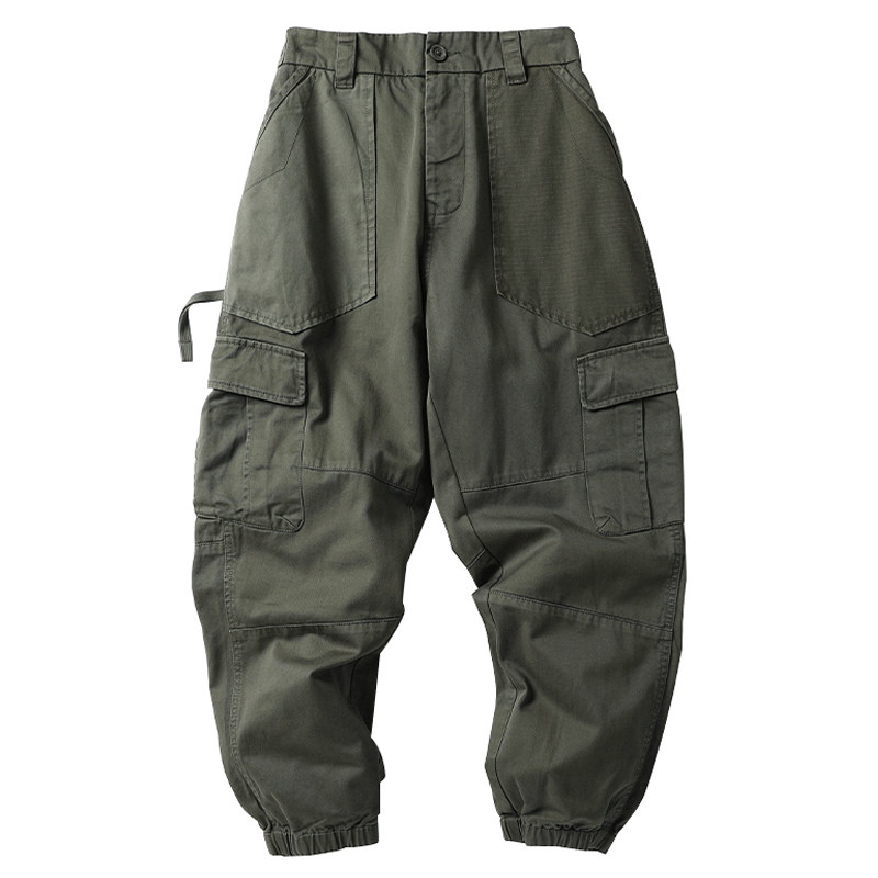 2024重磅春秋新款休闲大口袋宽松束脚裤男日系潮牌抽绳长裤工装裤,淘宝优惠券,粉丝福利购,淘宝优惠卷