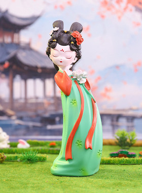 女生书房客厅桌面古风国潮唐宫夜宴侍女汉服摆件公仔装饰工艺品