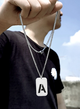字母军牌项链男士韩版潮男挂件