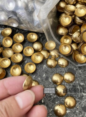 diy双孔半圆18mm金色铜珠