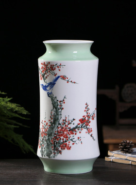 景德镇陶瓷花瓶广口瓶手绘青花釉里红家居客厅装饰工艺品摆件礼品