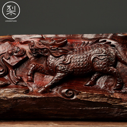 梨香院 麒麟横财摆件 印度小叶紫檀木雕工艺品客厅玄关复古中国风 - 图2