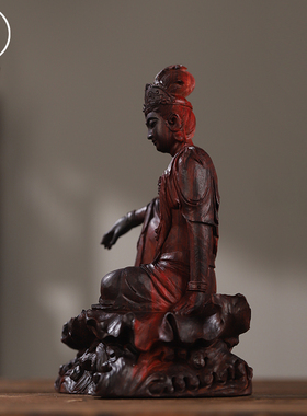 印度小叶紫檀水月观音供奉摆件