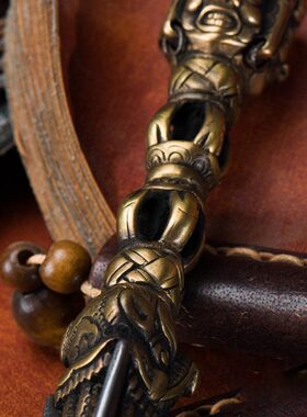 尼泊手工 做旧 上铜下铁 马头金刚杵 金刚橛供具