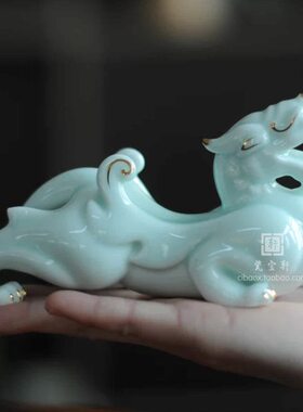 貔貅套组 德化白瓷家居工艺品动物客厅招财客厅家居办公装饰摆件