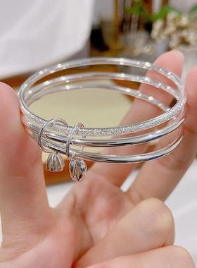 三生三世银手镯女纯银999实心足银镯子手环情人节礼物送女朋友