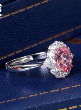 MALERAS培育帕帕拉恰S925银戒指印象莲花戒指