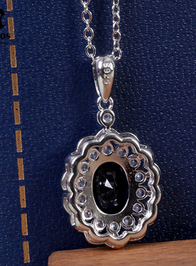 MALERAS培育蓝宝石S925银项链鎏光时代项链