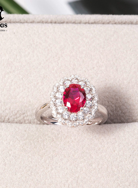 MALERAS培育红宝石S925银戒指