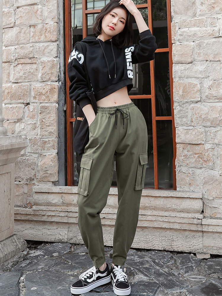 女酷帅气街头bf高腰150cm牌工装裤 yot休闲裤