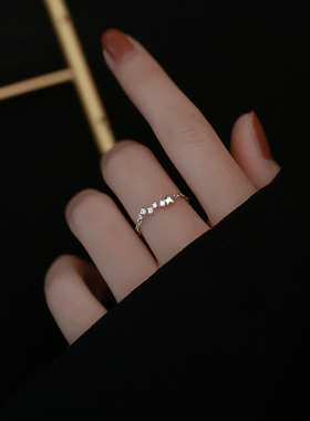 S925纯银星星戒指女小众设计高级感链条食指2025年新款潮时尚个性