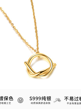 S999纯银几何打结项链气质高级感