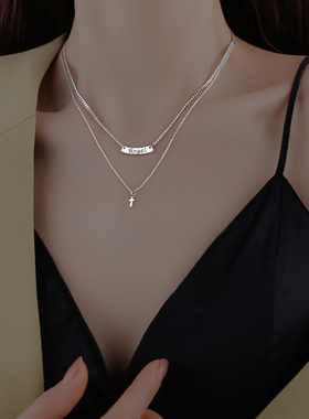 chomelkinsey925银双层叠戴项链