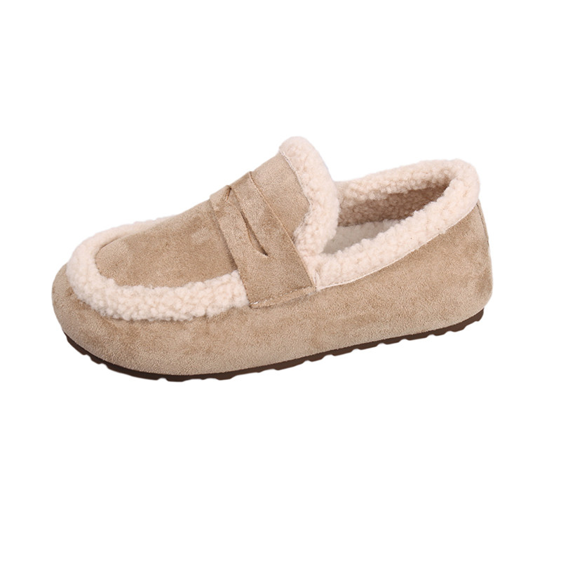 加绒保暖乐福鞋女秋冬新款平底一脚蹬毛毛鞋懒人豆豆鞋羊羔毛棉鞋,淘宝优惠券,粉丝福利购,淘宝优惠卷