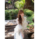 Lazy Didi ຕອນບ່າຍ Wind Chime Summer ຊຸດສາມຊິ້ນ 100 Cotton Embroidered Suspender Cardigan Trousers Gentle Lace