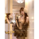 Lazy Didi Swan Muse 200g suede lining jacquard three-dimensional lace top plus velvet cake long gauze skirt