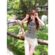 LazyDidi retro plaid twist slimming top