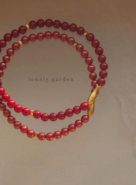 新中式朱砂紫金砂串珠锦鲤小鱼手链女复古年年有余转运珠金鱼手串