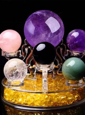 天然水晶摆件 微景观创意七彩水晶球摆件七星阵开业礼品家居装饰