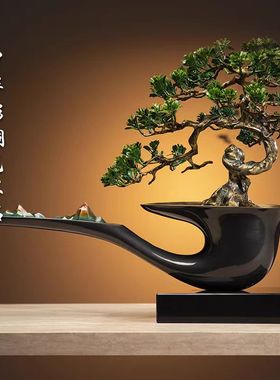 特大号铜迎客松烟斗装饰摆件