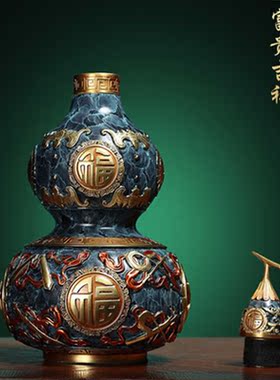 富贵吉祥全铜葫芦龙年家居客厅装饰品摆件乔迁开业礼物高档工艺品
