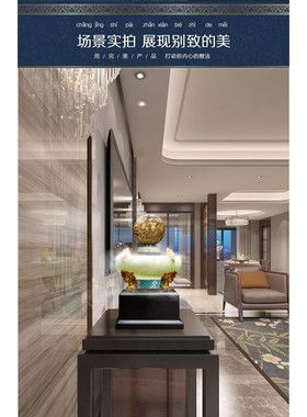 高档商务开业礼品财源滚滚聚宝盆工艺品摆件创意家居桌面装饰品