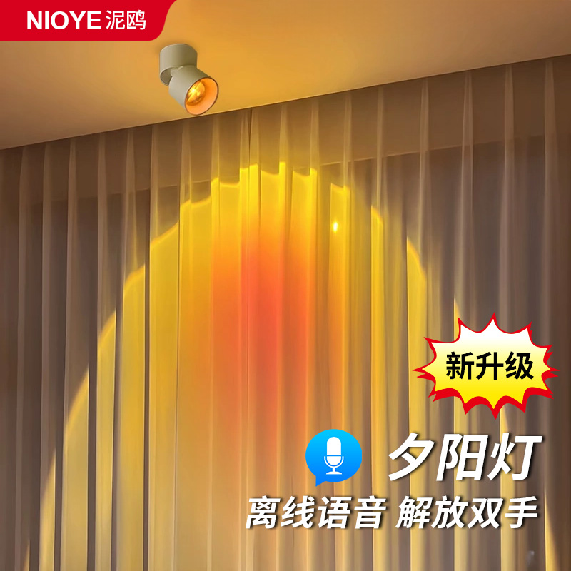 夕阳落日灯氛围灯智能语音玄关装饰画客厅过道网红明装日不落射灯 - 图0