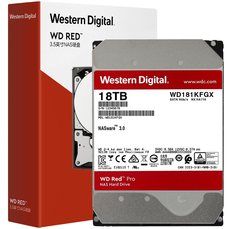 WD/西部数据 红盘Pro 18TB 网络储存NAS硬盘SATA6Gb/s(WD181KFGX) - 图3