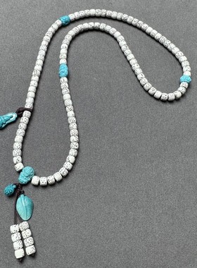 星月菩提108佛珠绿松颈项链