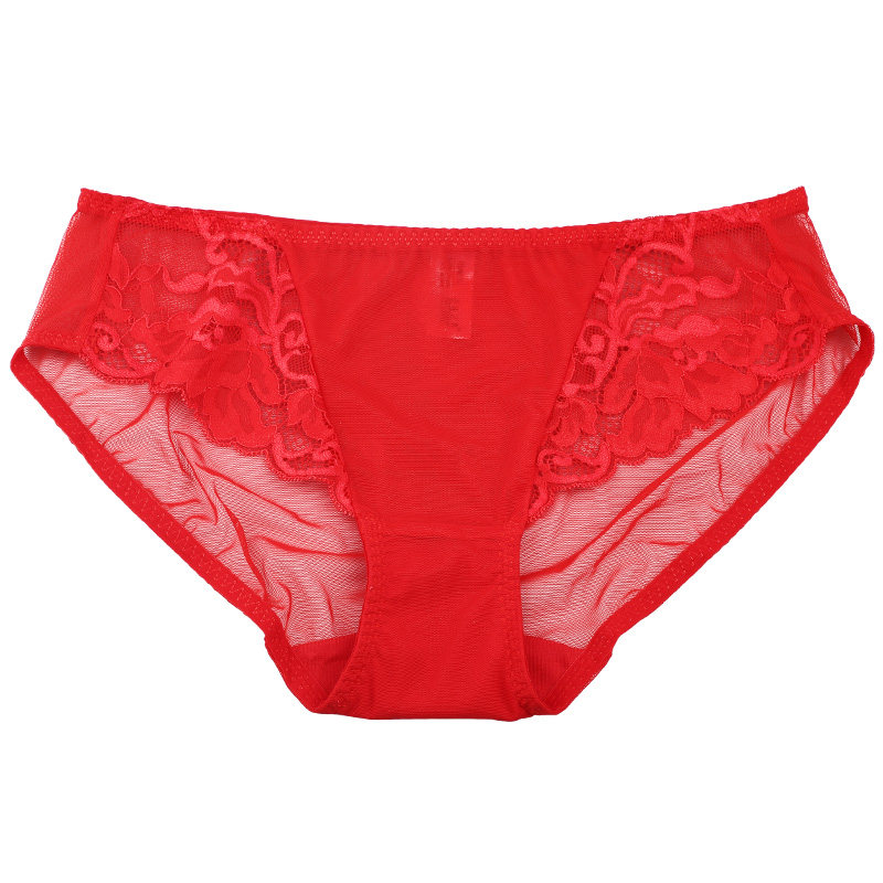 夏娃之秀大红色本命年内裤女中腰纯棉裆部三角裤无痕诱惑蕾丝短裤,淘宝优惠券,粉丝福利购,淘宝优惠卷