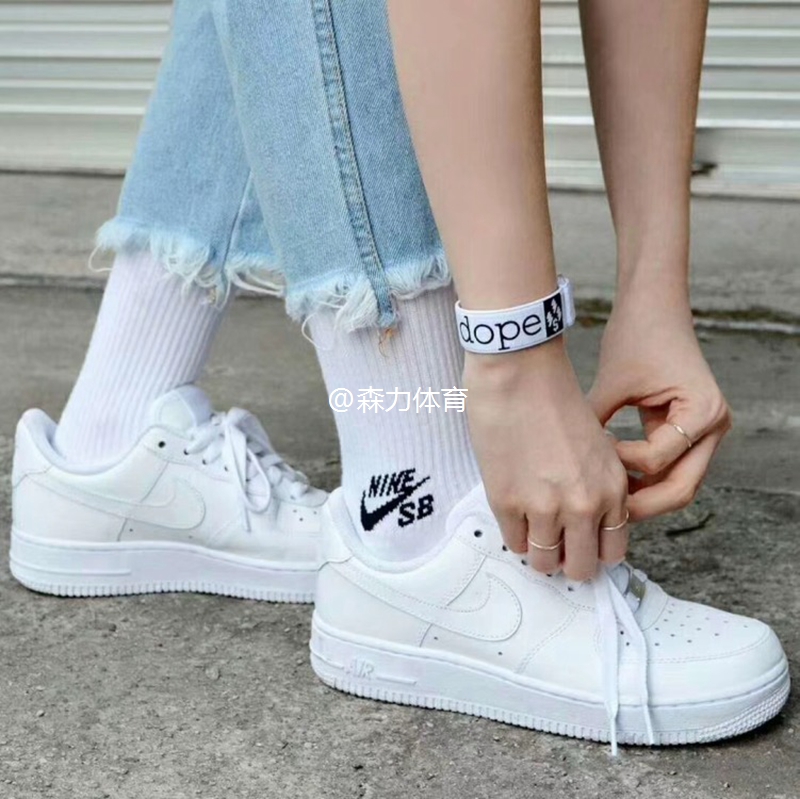 Nike Air Force AF1空军一号 Low Mid小麦纯黑中帮纯白低帮板鞋-图1