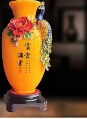 琉璃玉花瓶摆件客厅电视柜