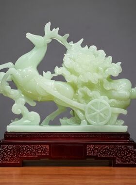 一路发财天然玉石招财摆件