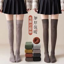 Over-the-knee socks for women in autumn and winter over-the-knee black stockings thigh-high plus velvet thickened warm long leg stockings