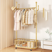 Clothes hanger floor bedroom hanging clothes hanger movable with wheels Home living room net red light lavish clothes hanger Easy clothes hat rack