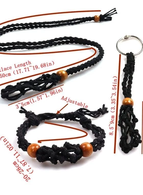 欧美水晶网兜编织项链天然石水晶吊坠绳可调节复古手工网兜项链