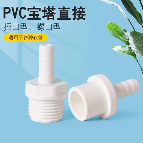 pvc外牙接头鱼缸外丝塑料水管外螺纹直通配件4分6分1寸 - 图0