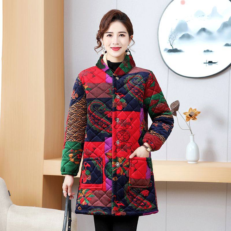 四川省服妈妈秋冬装棉衣加绒加厚棉服中老年女装中长款棉袄外套女,淘宝优惠券,粉丝福利购,淘宝优惠卷
