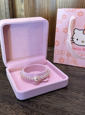 S999纯银圆珠手链女生简约Kitty吊坠银手串儿童宝宝闺蜜生日礼物