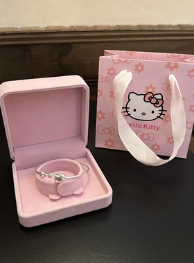 生日礼物足银999Kitty手镯女生甜美开口设计精致银手饰送女生闺蜜
