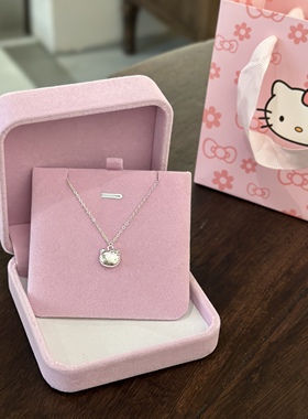 生日礼物Kitty猫纯银项链女甜美可爱kt吊坠银项链儿童学生送闺蜜
