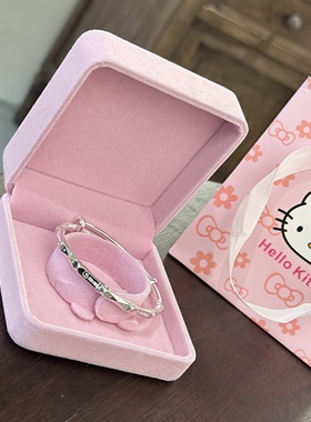 2026新款999纯银推拉手镯女百搭兔子lovely银手环送女友生日礼物