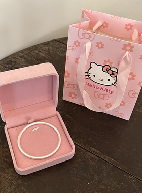 999纯银古法闭口手镯女足银实心传承素圈情人节生日礼物送女朋友