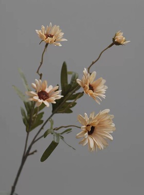 北欧5头复古油画色小雏菊仿真花假花家居摆设餐桌装饰摆件绢花