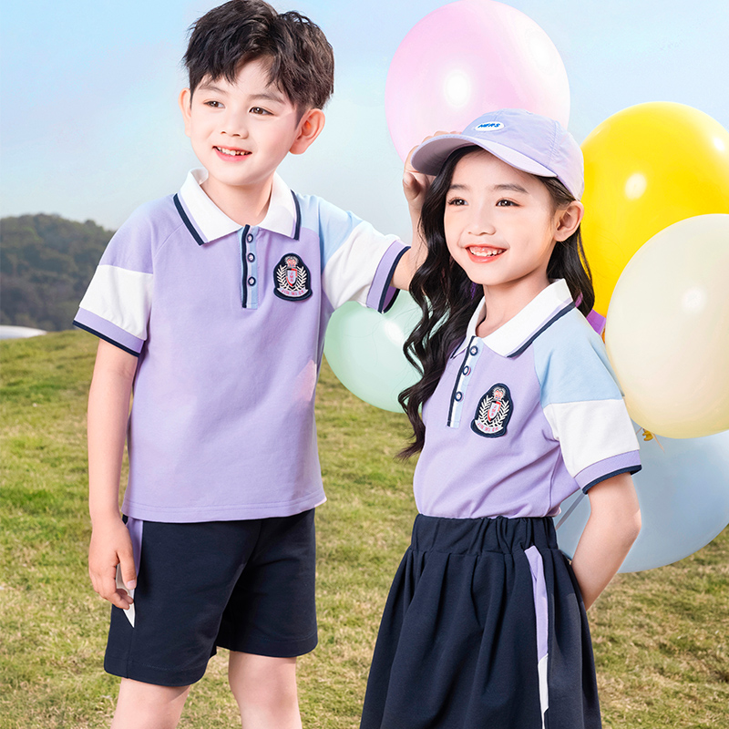 小学生校服夏装幼儿园园服夏季款儿童班服套装运动短袖毕业服纯棉-图0