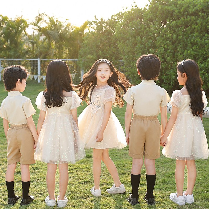 六一儿童节合唱表演服女童舞蹈蓬蓬裙男童礼服幼儿园毕业演出服装 - 图3