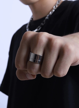 基础系列戒指 钛钢银色光面 百搭素圈指环欧美情侣对戒