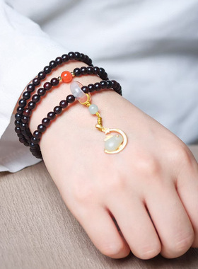 DIY月兔款印度小叶紫檀手链 念珠厂家批发规格5MM男女装饰品文玩