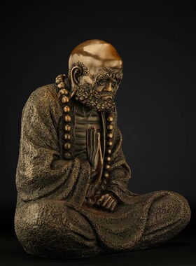 黄铜达摩佛像摆件沉思悟禅达摩祖师供奉客厅工艺品家居佛堂大号