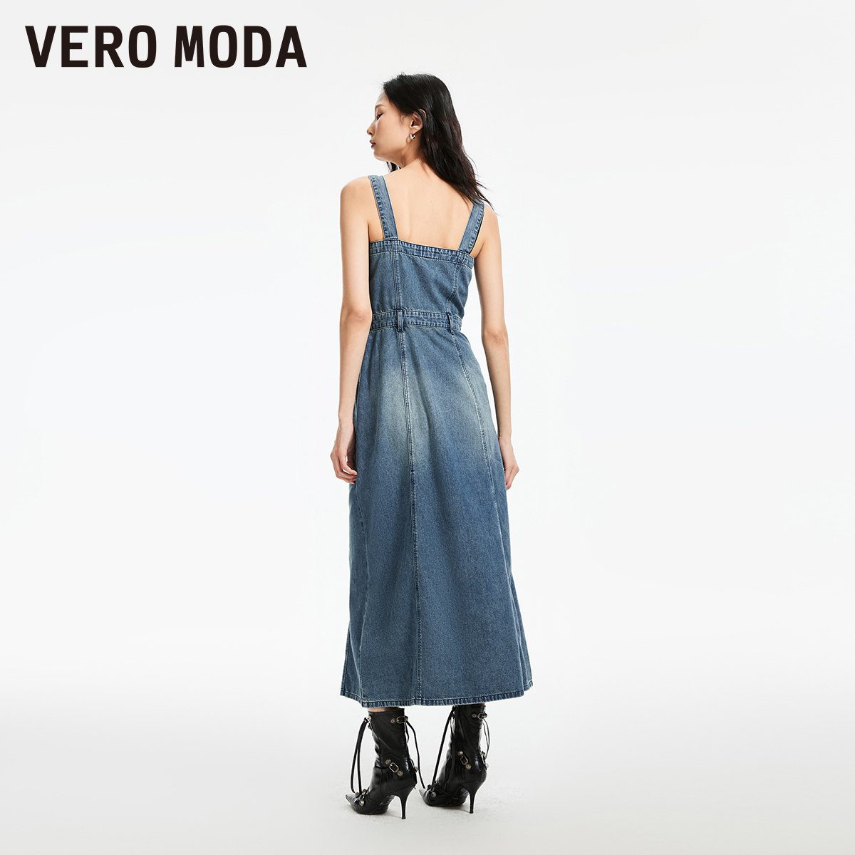 Vero Moda【魔法裙】连衣裙2024春夏新款舒适含棉背带牛仔连衣裙